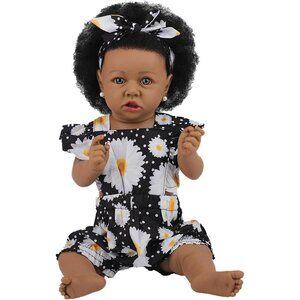 🆕22.8 Inch Reborn Doll with Soft Cloth Body African American Hazel Girl Doll